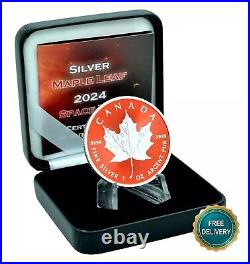 2024 1oz Silver Silver Maple Leaf Space Red Canada Canada NEW ONLY 250 BU #1