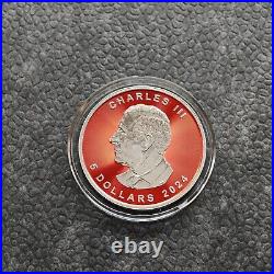 2024 1oz Silver Silver Maple Leaf Space Red Canada Canada NEW ONLY 250 BU #1