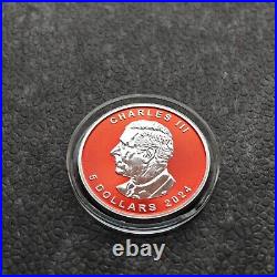 2024 1oz Silver Silver Maple Leaf Space Red Canada Canada NEW ONLY 250 BU #1