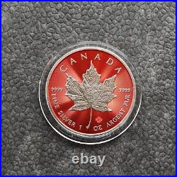 2024 1oz Silver Silver Maple Leaf Space Red Canada Canada NEW ONLY 250 BU #1