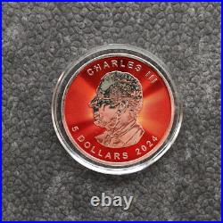 2024 1oz Silver Silver Maple Leaf Space Red Canada Canada NEW ONLY 250 BU #1
