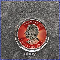 2024 1oz Silver Silver Maple Leaf Space Red Canada Canada NEW ONLY 250 BU #1