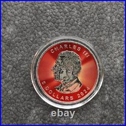 2024 1oz Silver Silver Maple Leaf Space Red Canada Canada NEW ONLY 250 BU #2
