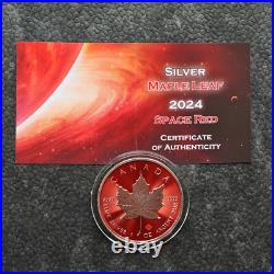 2024 1oz Silver Silver Maple Leaf Space Red Canada Canada NEW ONLY 250 BU #2