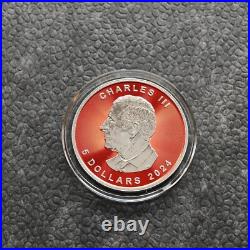 2024 1oz Silver Silver Maple Leaf Space Red Canada Canada NEW ONLY 250 BU #3