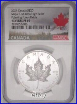 2024 CA $20 Maple Leaf SML UHR Pulsating Forest NGC Reverse PF 69 PROOF NEW