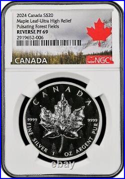 2024 CA $20 Maple Leaf SML UHR Pulsating Forest NGC Reverse PF 69 PROOF NEW