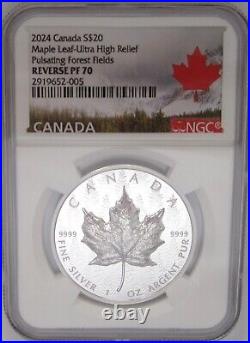 2024 CA $20 Maple Leaf SML UHR Pulsating Forest NGC Reverse PF 70 PROOF NEW