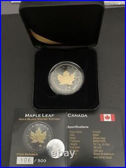 2024 CANADA GOLD BLACK EMPIRE EDITION MAPLE LEAF 1 Oz 9999 SILVER COIN 5$