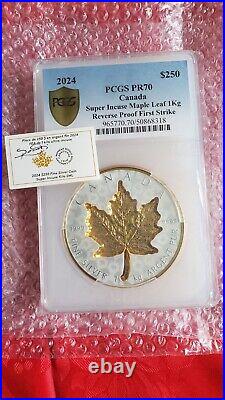 2024 Canada 1 Kilo Silver Coin Super Incuse Maple Leaf First Strike PCGS PR70