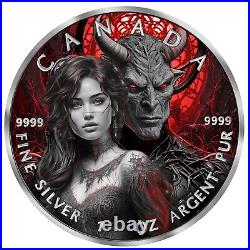 2024 Canada $5 Maple Leaf Lucifer Angels and Devils 1oz Silver Coin Mintage 400