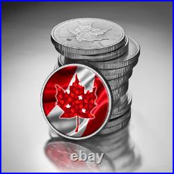 2024 Canada Maple. 9999 Argent Pur Colorized Coin with Flag Colors Coin 2024 Canada Maple. 9999 Argent Pur Colorized Coin with Flag Colors Coin