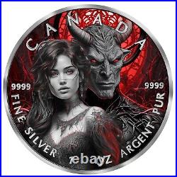 2024 Canada Maple Leaf Devils & Angels Lucifer 1 oz Silver Coin 400 Mintage