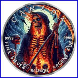 2024 Canada Maple Leaf Grim Reaper Armageddon VIII 1oz Silver Colorized Coin