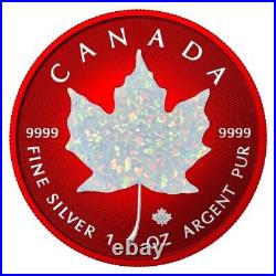 2024 Canadian Maple Leaf 1oz. 9999 Pur Color Space Red & Opal Coin