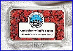 2024 Canadian Wildlife Series Moose Maple Leaf 1oz. 999 Silver Colorized Art Bar