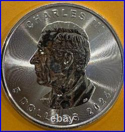 2024 Silver Maple Leaf. 1 oz Canada. 9999 Fine Silver. BU. King Charles III