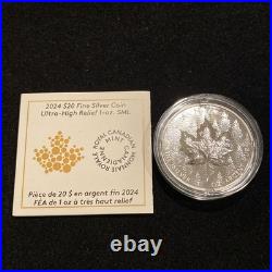 2024 Ultra-High Relief Leaf 1 Oz Silver Maple Coin Reverse Proof 8000 Minted