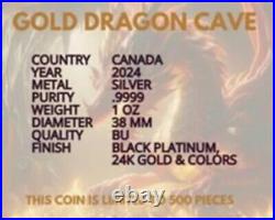 2024-canada Gold Dragon Cave Edition Silver Maple Leaf Black Platinum