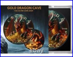 2024-canada Gold Dragon Cave Edition Silver Maple Leaf Black Platinum