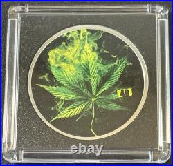 2025 1 Oz. 9999 Silver Canada Maple Leaf MAPLE BLAZE Weed Green Colorized Coin