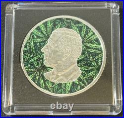 2025 1 Oz. 9999 Silver Canada Maple Leaf MAPLE BLAZE Weed Green Colorized Coin