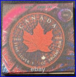 2025 1 Oz. 9999 Silver Canada Maple Leaf Spiderman Web Color Coin 199 Minted