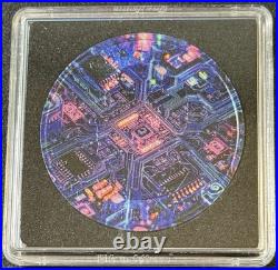 2025 1 Oz. 9999 Silver Canada Maple Leaf Tech-Noir Amazing Colorized Coin