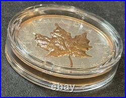 2025 1 Oz. 9999 Silver Rose Gold Gilt Maple Leaf Ultra-High Relief Beautiful