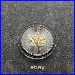 2025 1OZ Silver Canada Canada Maple Leaf 24kt Gold Black Empire 500 #217