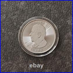 2025 1OZ Silver Canada Canada Maple Leaf 24kt Gold Black Empire 500 #217