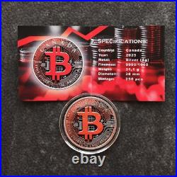 2025 1OZ Silver Canada Maple Leaf Bitcoin Crypto Etui Certificate NEW ONLY 250pc