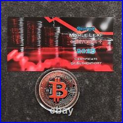 2025 1OZ Silver Canada Maple Leaf Bitcoin Crypto Etui Certificate NEW ONLY 250pc