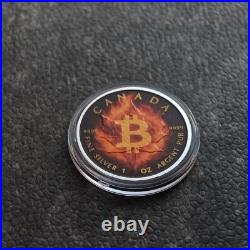 2025 1OZ Silver Canada Maple Leaf Burning Bitcoin Crypto Etui Certif ONLY 250pc