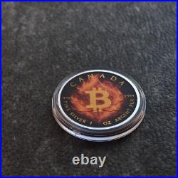 2025 1OZ Silver Canada Maple Leaf Burning Bitcoin Crypto Etui Certif ONLY 250pc 2025 1OZ Silver Canada Maple Leaf Burning Bitcoin Crypto Etui Certif ONLY 250pc