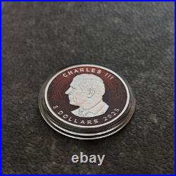 2025 1OZ Silver Silver Maple Leaf Bitcoin Crypto Red Canada Canada NEW NUR250ST1
