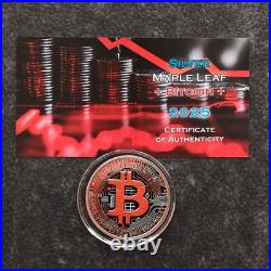 2025 1OZ Silver Silver Maple Leaf Bitcoin Crypto Red Canada Canada NEW NUR250ST2