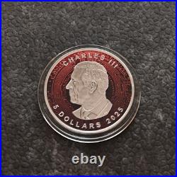 2025 1OZ Silver Silver Maple Leaf Bitcoin Crypto Red Canada Canada NEW NUR250ST2