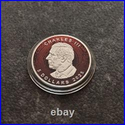 2025 1OZ Silver Silver Maple Leaf Bitcoin Crypto Red Canada Canada NEW NUR250ST2