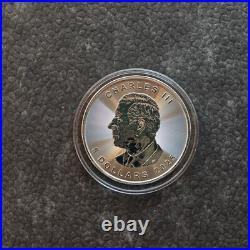 2025 1OZ Silver Silver Maple Leaf Burning Bitcoin Crypto Canada Canada NUR250ST2