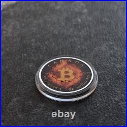 2025 1OZ Silver Silver Maple Leaf Burning Bitcoin Crypto Canada Canada NUR250ST2
