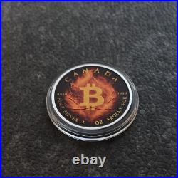 2025 1OZ Silver Silver Maple Leaf Burning Bitcoin Crypto Canada Canada NUR250ST4