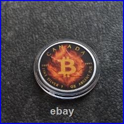 2025 1OZ Silver Silver Maple Leaf Burning Bitcoin Crypto Canada Canada ONLY 250 PIECES