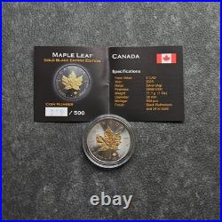 2025 1oz Silver Canada Canada Maple Leaf 24kt Gold Black Empire 500 #219