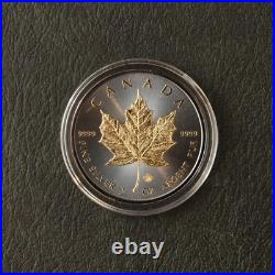 2025 1oz Silver Canada Canada Maple Leaf 24kt Gold Black Empire 500 #219