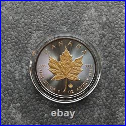 2025 1oz Silver Canada Canada Maple Leaf 24kt Gold Black Empire 500 #219
