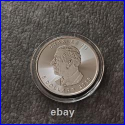 2025 1oz Silver Canada Canada Maple Leaf 24kt Gold Black Empire 500 #219