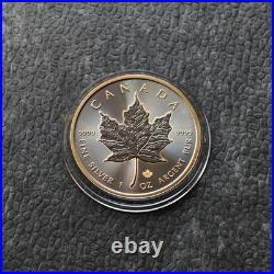2025 1oz Silver Silver Maple Leaf Gold Outline Ruthenium Canada Canada NUR250 #1