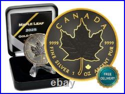 2025 1oz Silver Silver Maple Leaf Gold Outline Ruthenium Canada Canada NUR250 #6