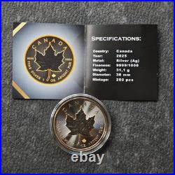 2025 1oz Silver Silver Maple Leaf Gold Outline Ruthenium Canada Canada NUR250 #6